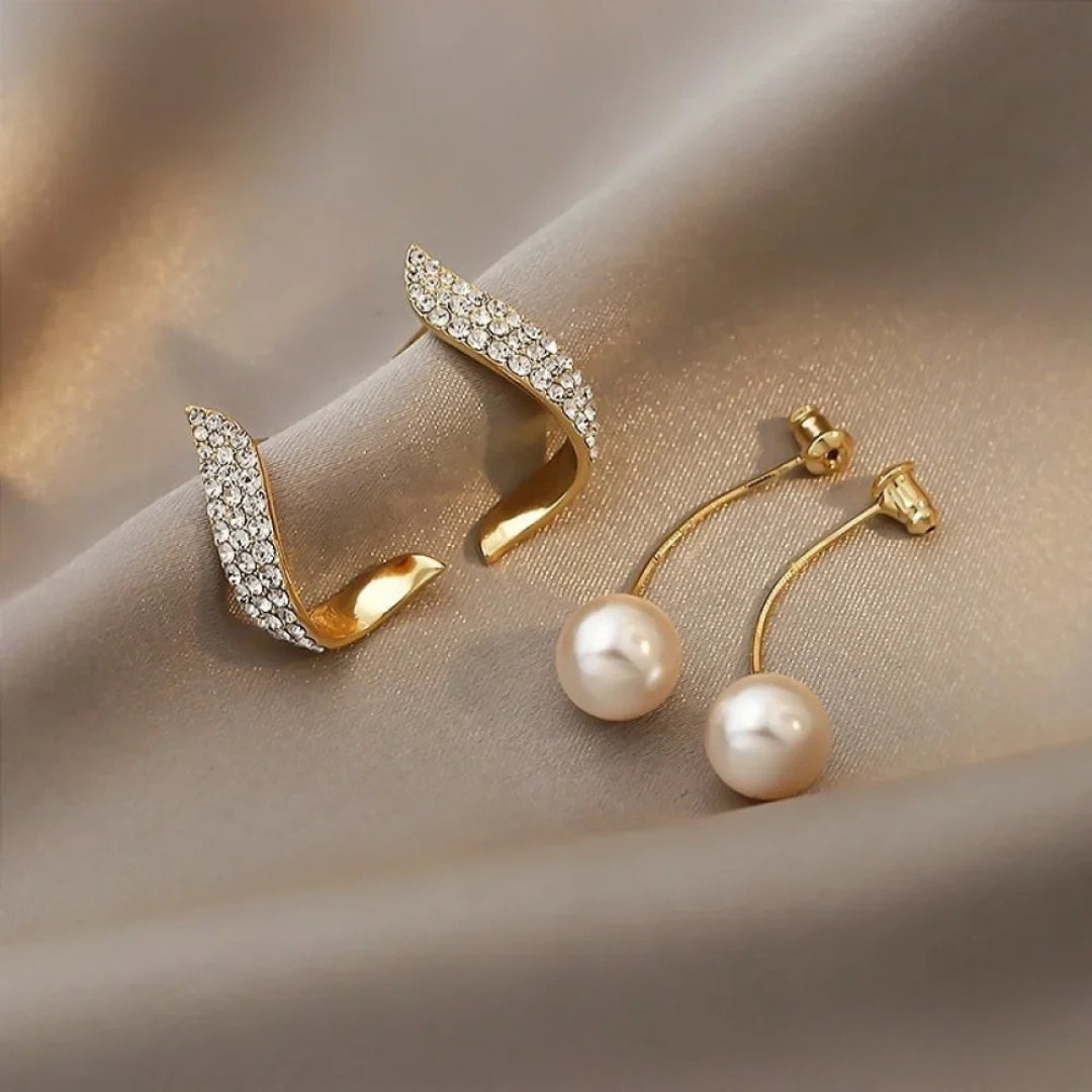 Chic gold drop earrings with pearls