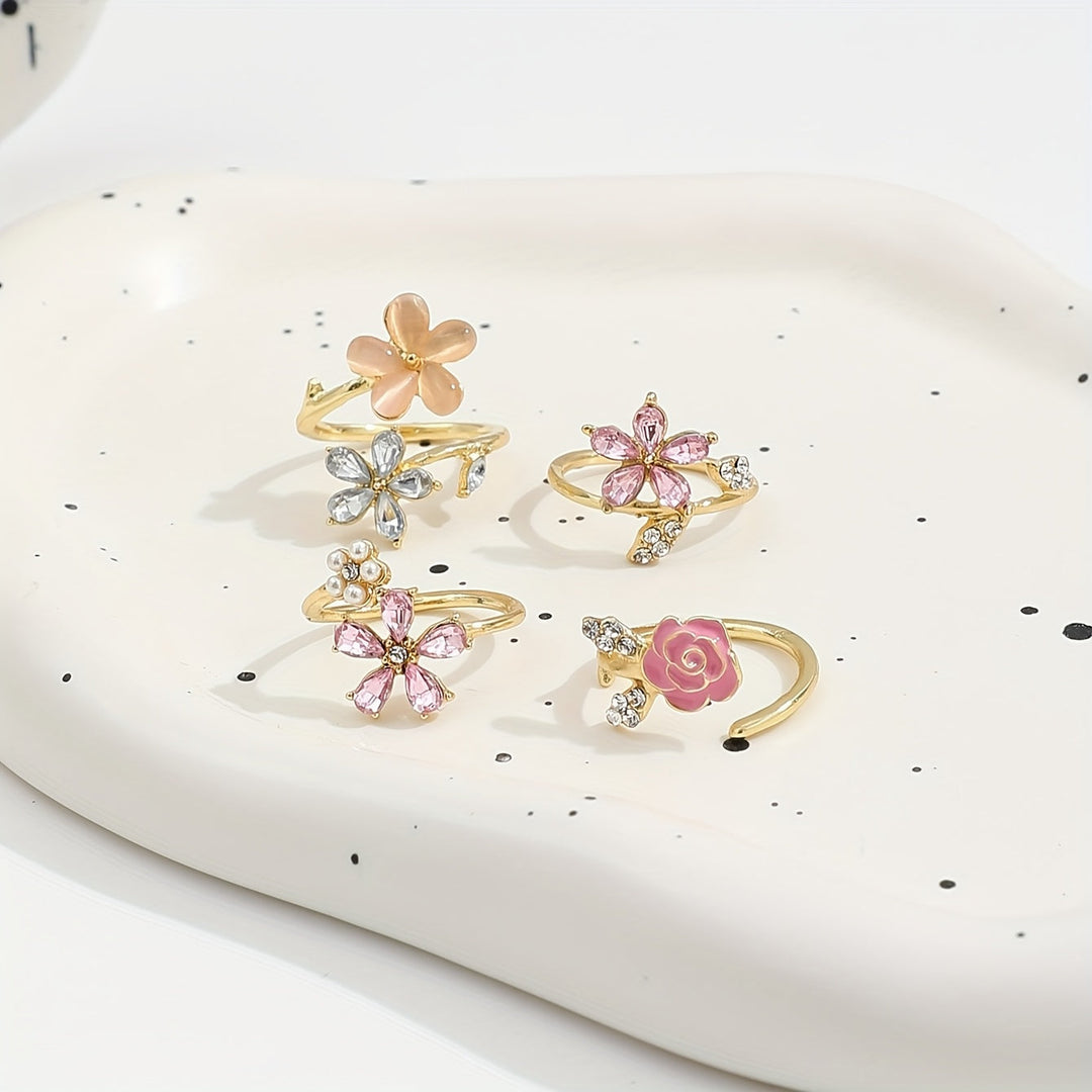 Alloy Ring Set with Rhinestones