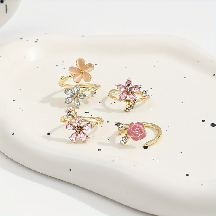 Alloy Ring Set with Rhinestones