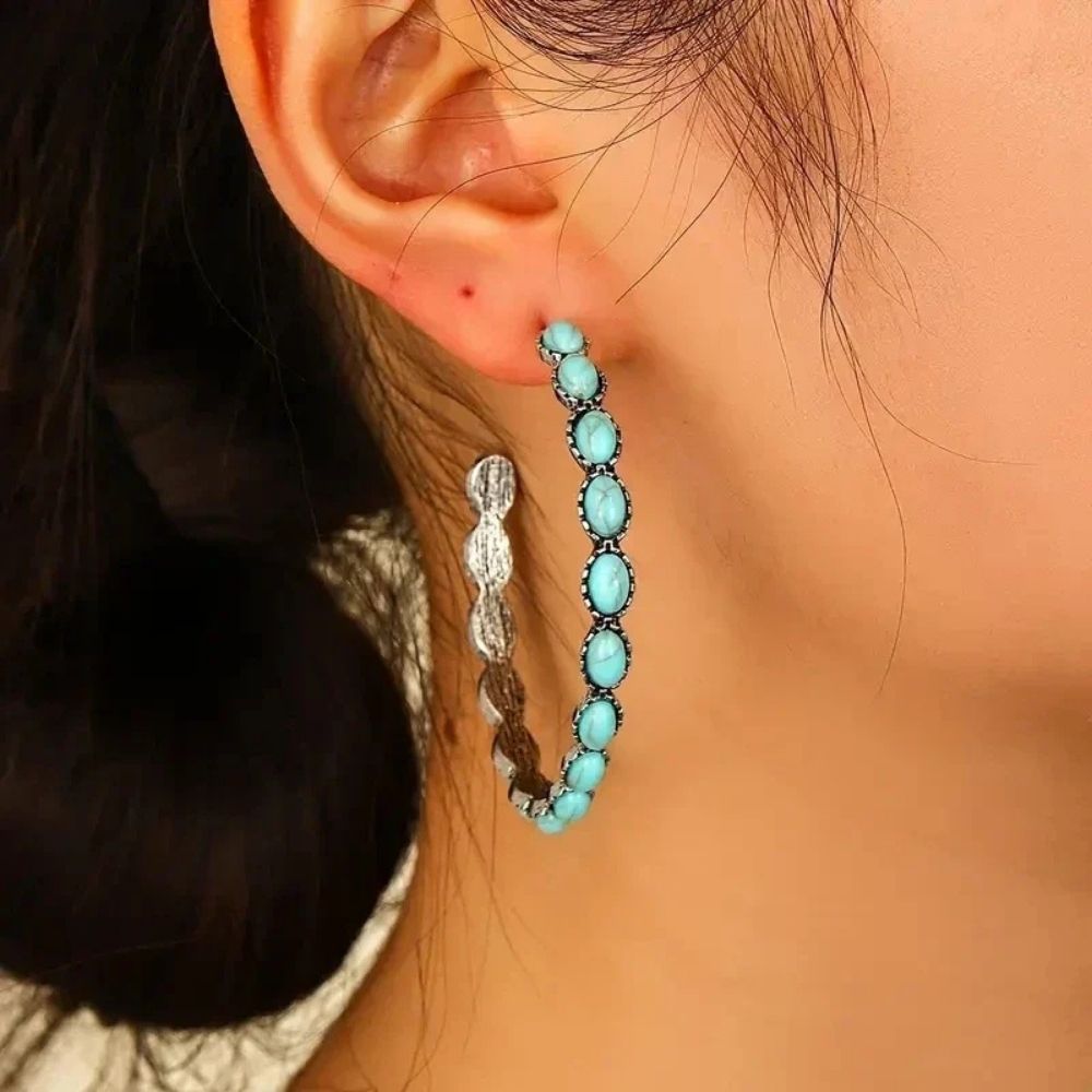 Vintage Turquoise Circle Earrings