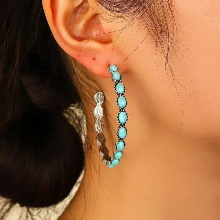 Vintage Turquoise Circle Earrings