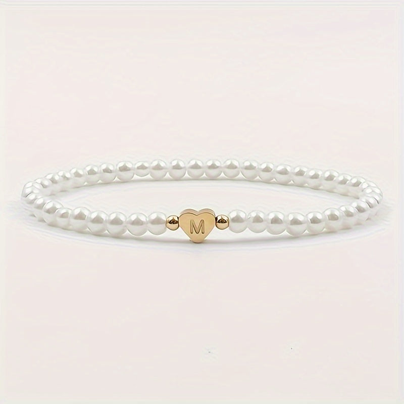 Chic Initial A–Z Bracelet with Heart Charm