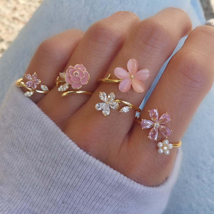 Alloy Ring Set with Rhinestones