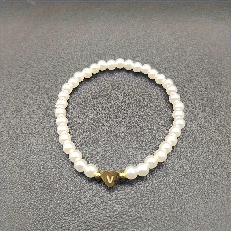 Chic Initial A–Z Bracelet with Heart Charm