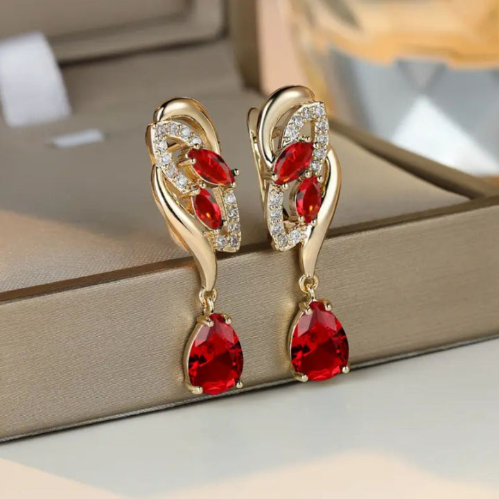 Vintage Gold Ruby Earrings