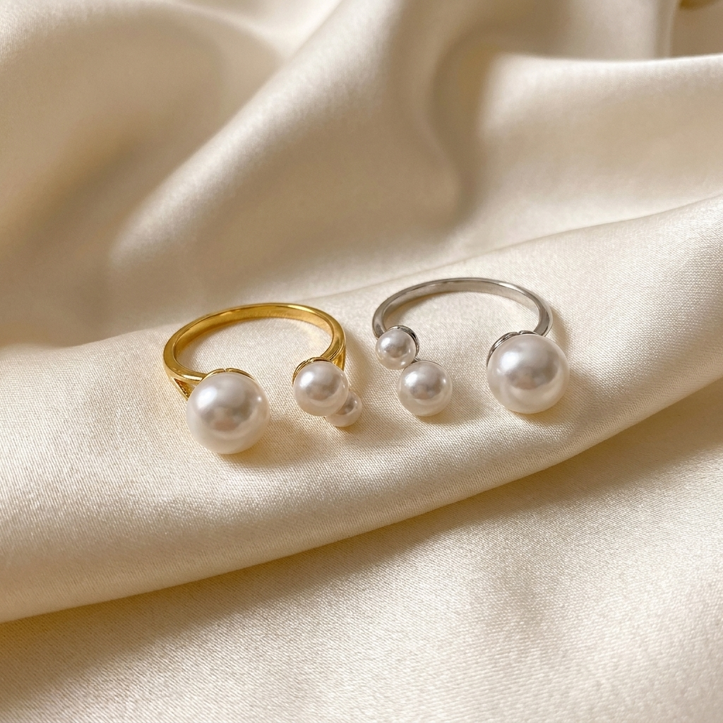 Elegant three-pearl ring
