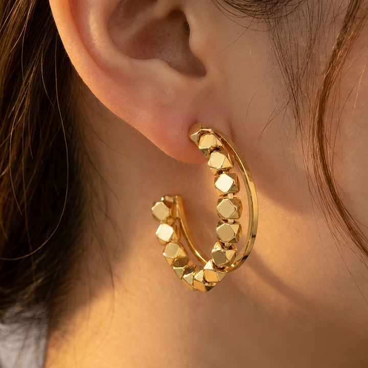 Elegant gold-plated earrings with cubic zirconia