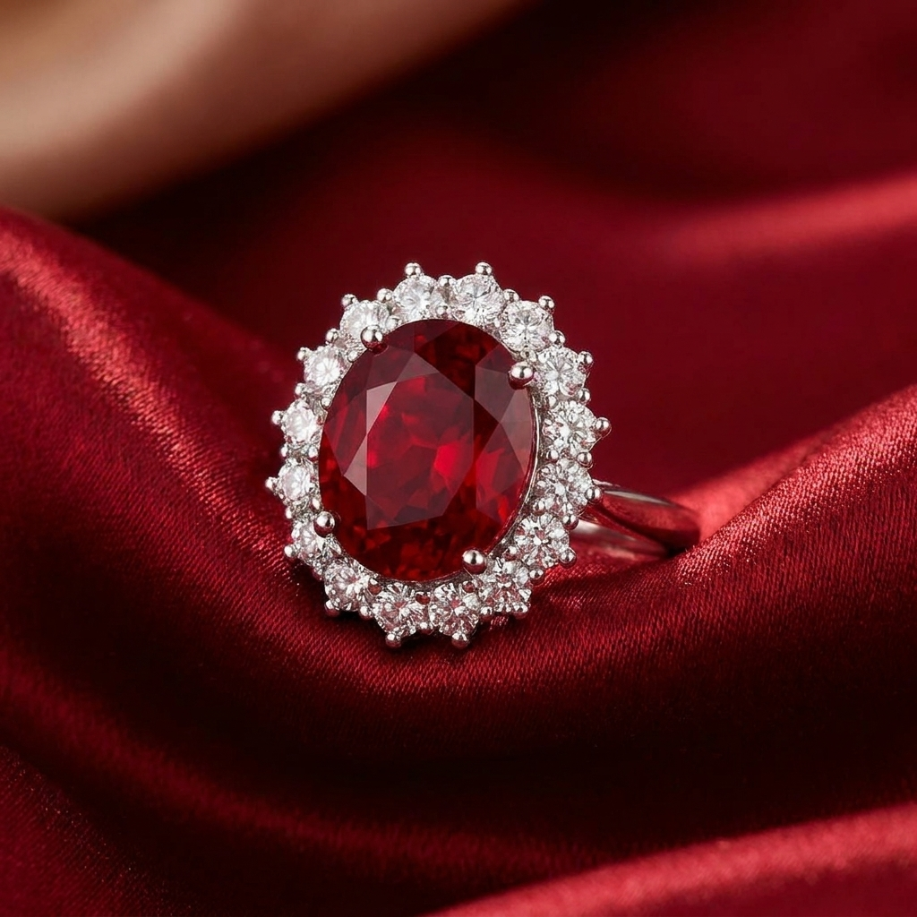 Silver Crown Ruby Ring
