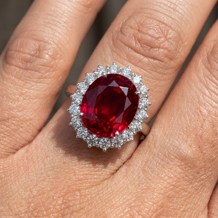 Silver Crown Ruby Ring