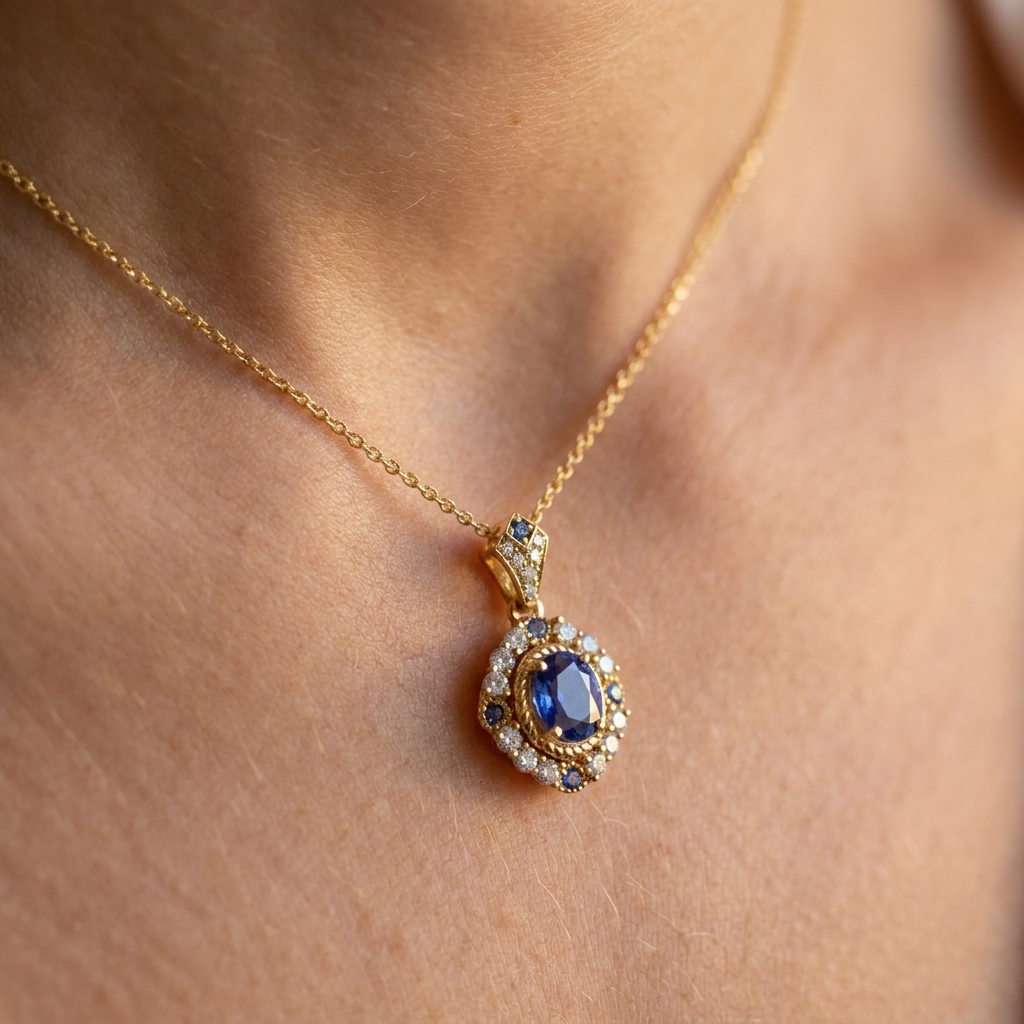 Vintage Gold and Sapphire Necklace