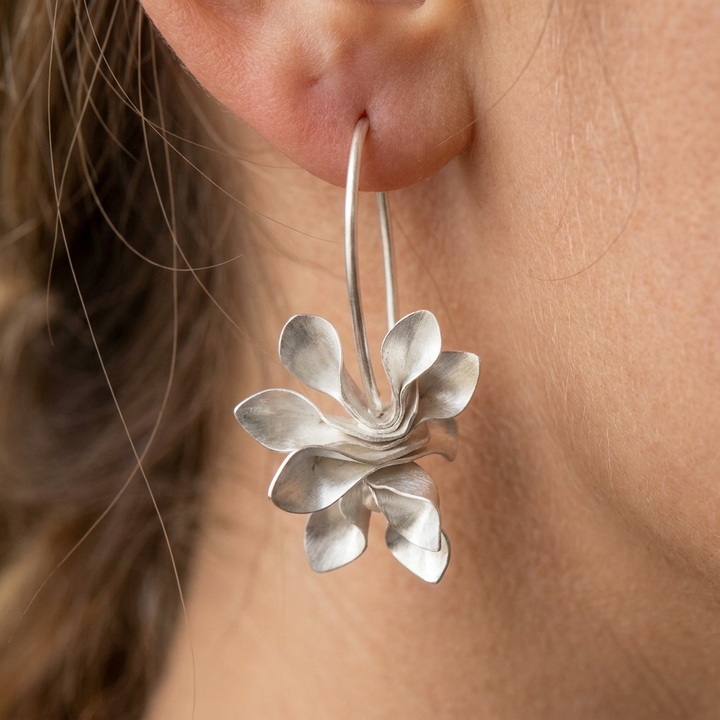 Vintage Irregular Blossom Silver Earrings