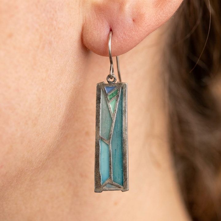 Blue Inlaid Stone Earrings