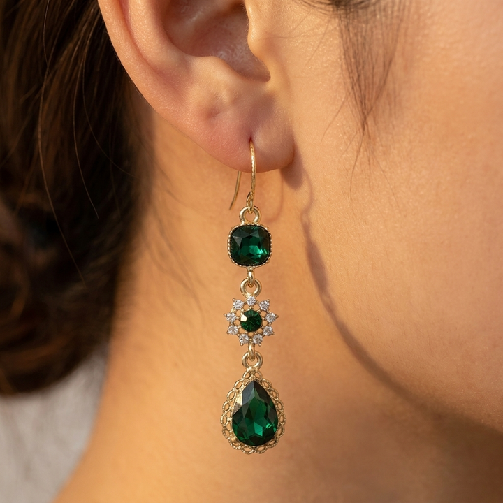 Vintage Luxury Green Crystal Earrings