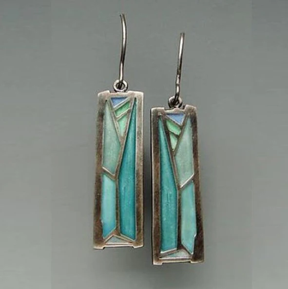 Blue Inlaid Stone Earrings