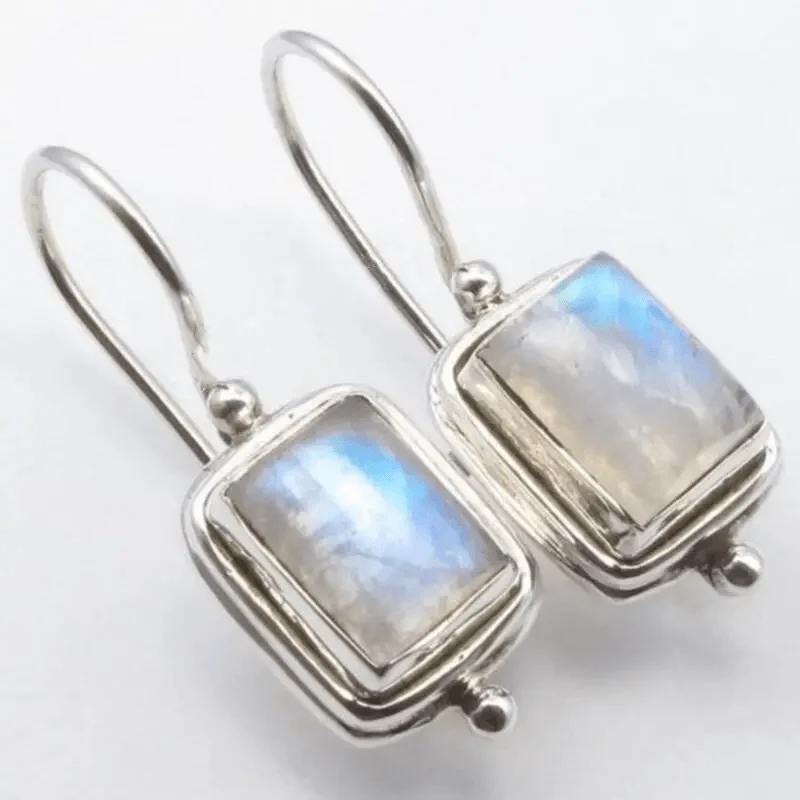 Chic Square Earrings with Moonstone