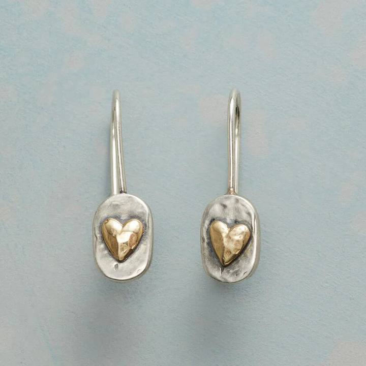 Gold and Silver Heart Earrings