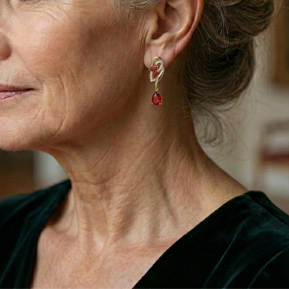 Vintage Gold Ruby Earrings